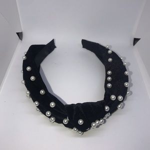 Black Faux Pearl Knot Headband